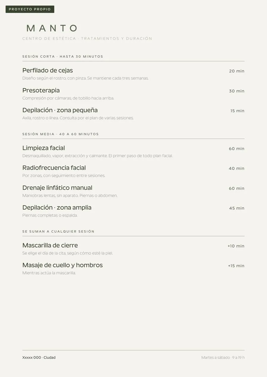 Carta de servicios de MANTO, proyecto propio