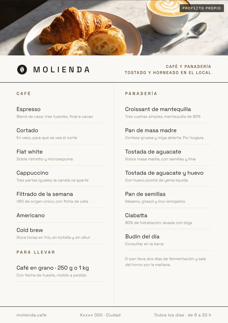Carta A4 de Molienda, proyecto propio