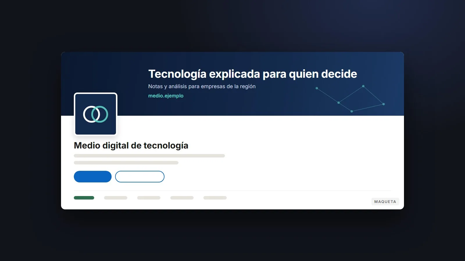 Maqueta de la página de LinkedIn de un medio digital de tecnología, con la portada nueva